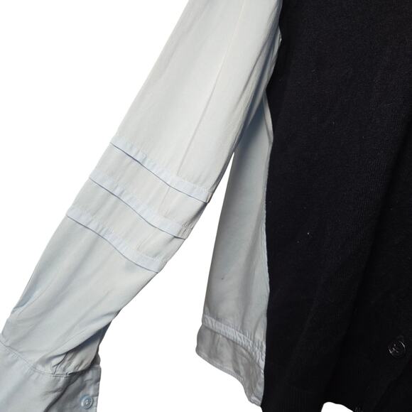 Reiss Womens 6 Addison Mixed Media Cardigan Top Blouse Blue Cashmere Wool Blend - Picture 4 of 13